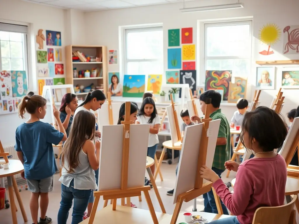 A group of students participating in an art workshop, learning new techniques and skills from an experienced instructor at TI YANG.
